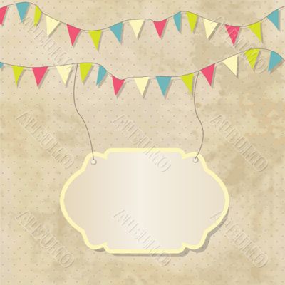 Vintage frame with birthday bunting flags