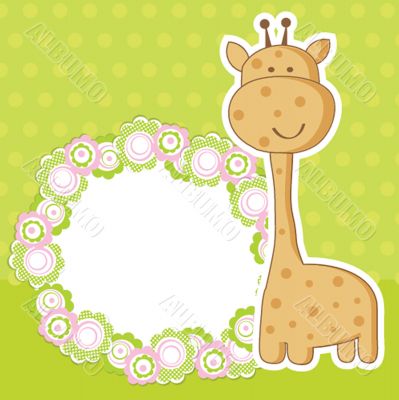 Vintage baby girl arrival announcement card.