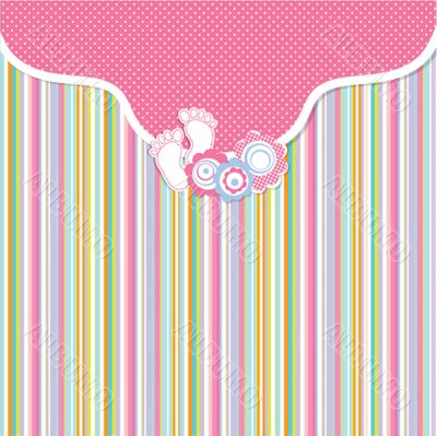 Vintage baby girl arrival announcement card.