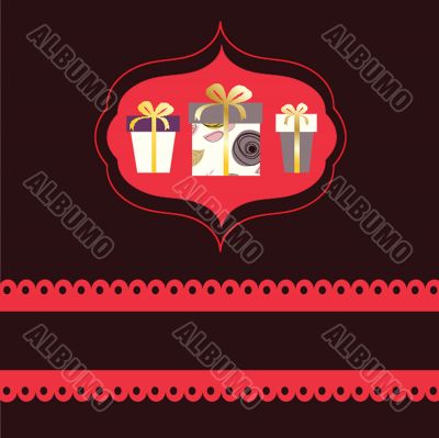 Christmas card with holiday elements.