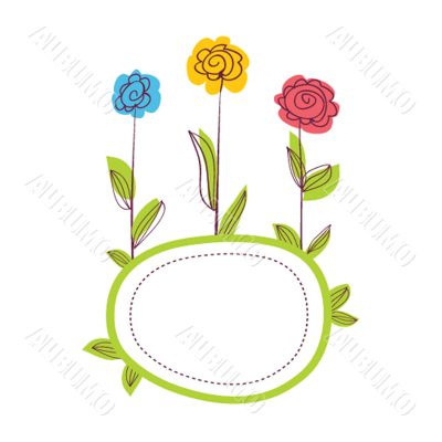 Vintage vector frame on floral background