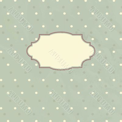 Vintage frame on polka dot background