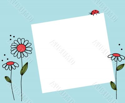 Vintage card with hand drawn flowers