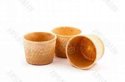 Rounded empty wafer cup