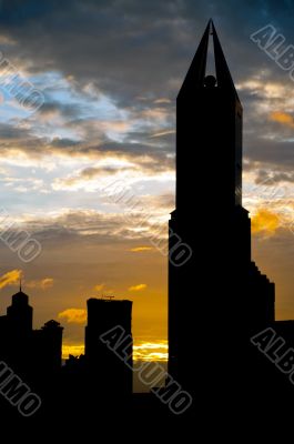 Shanghai skyscraper silhouette