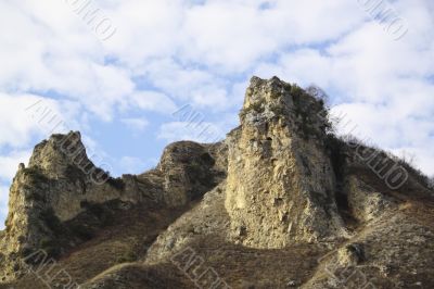Beautiful lonely rock, cliff, mountain landscape