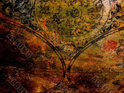 Old map on rusty metal, can be used as a background