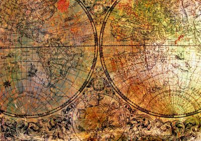 Old map on rusty metal, can be used as a background