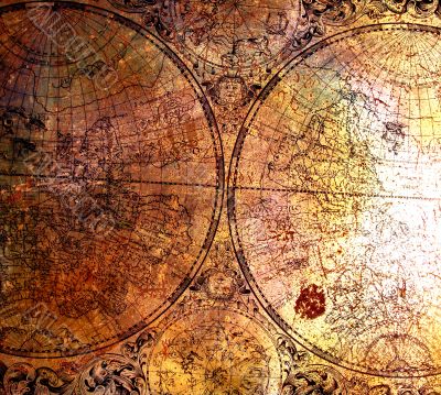 Old map on rusty metal, can be used as a background