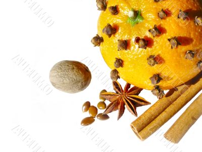 Orange with mulled wine ingredients