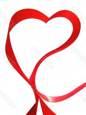 Heart made of red silky ribbon