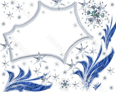 Festive scope from stars with snowflakes on a white background