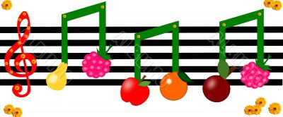 Fruit as notes on a musical figure