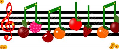 Fruit as notes on a musical figure