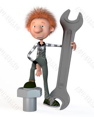 3d boy working.