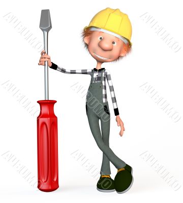 3d boy working.