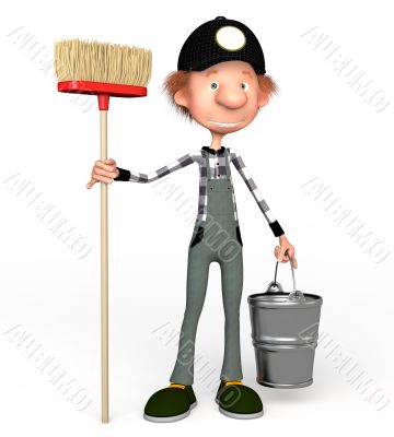 3d boy working.