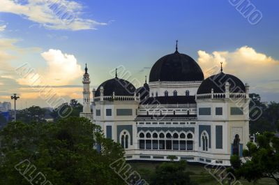 Medan`s Great Mosque at Morning.