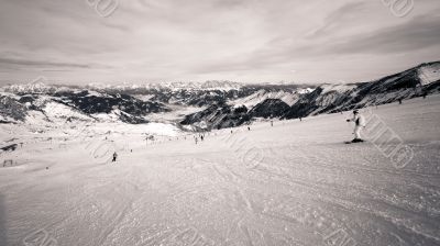 winter with ski slopes of kaprun resort