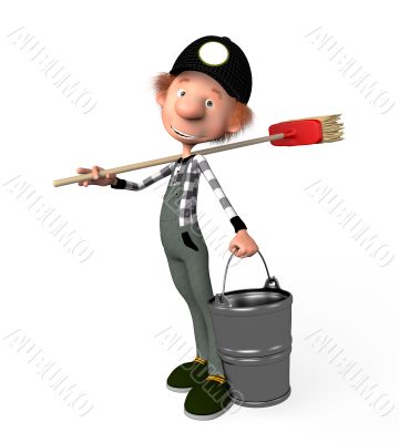 3d boy working.cleaner.