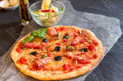Pizza and salad