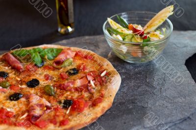 Pizza and salad