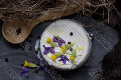 Goat cheese and spring flowers