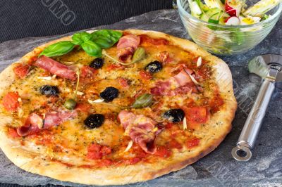 Pizza and salad