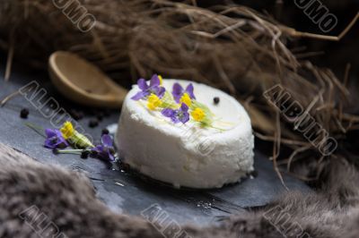 Goat cheese and spring flowers