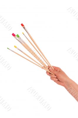 Paint brushes in hand
