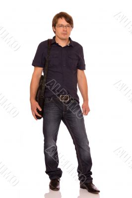 Man going to work with a bag