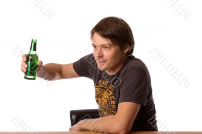Man with a bottle of beer