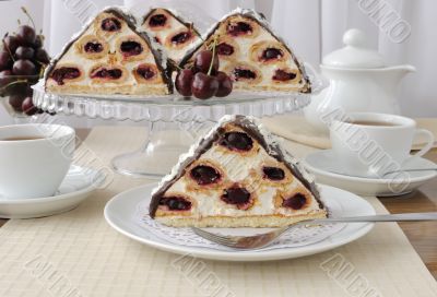 Cake with cherry chocolate with coconut