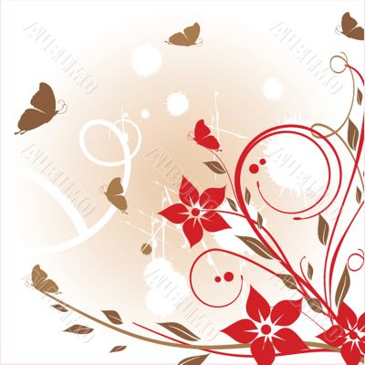 Floral card with butterfly