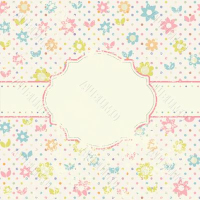 Vintage floral card with handdrawn flowers