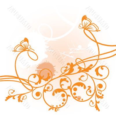 Floral card with butterflies