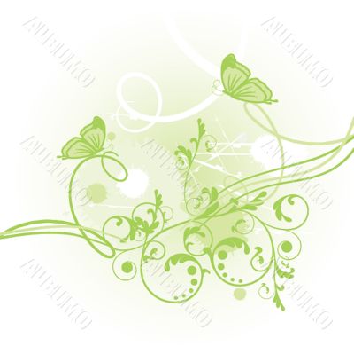 Floral card with butterflies