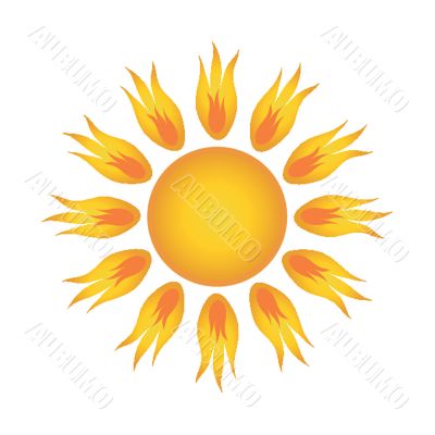 Sun over white - vector illustration