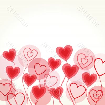 Vintage card with valentines hearts