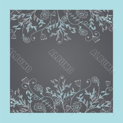 Bright greetings card with flowers and buttons