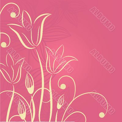 Decorative background with Tulips flowers