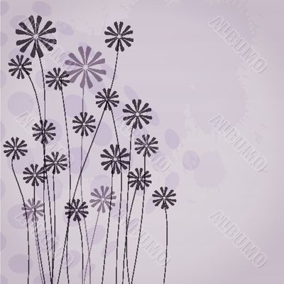 Bright greetings card with flowers and buttons