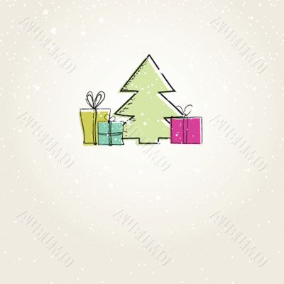 Christmas card with holiday elements.