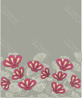 Bright greetings card with flowers and buttons