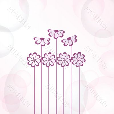 Bright greetings card with flowers and buttons
