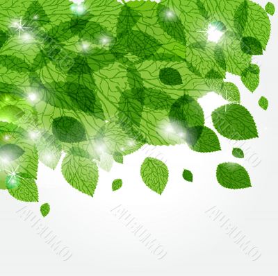 Abstract background with green flowers