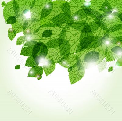 Abstract background with green flowers
