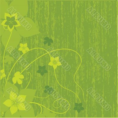Abstract background with green flowers