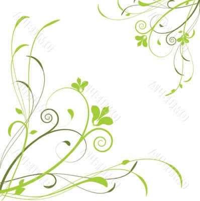 Abstract background with green flowers