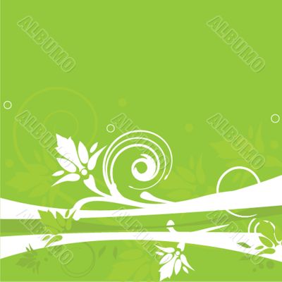Abstract background with green flowers
